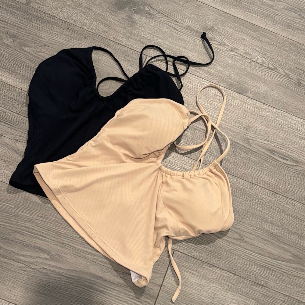 Black and Beige Halter Neck Top